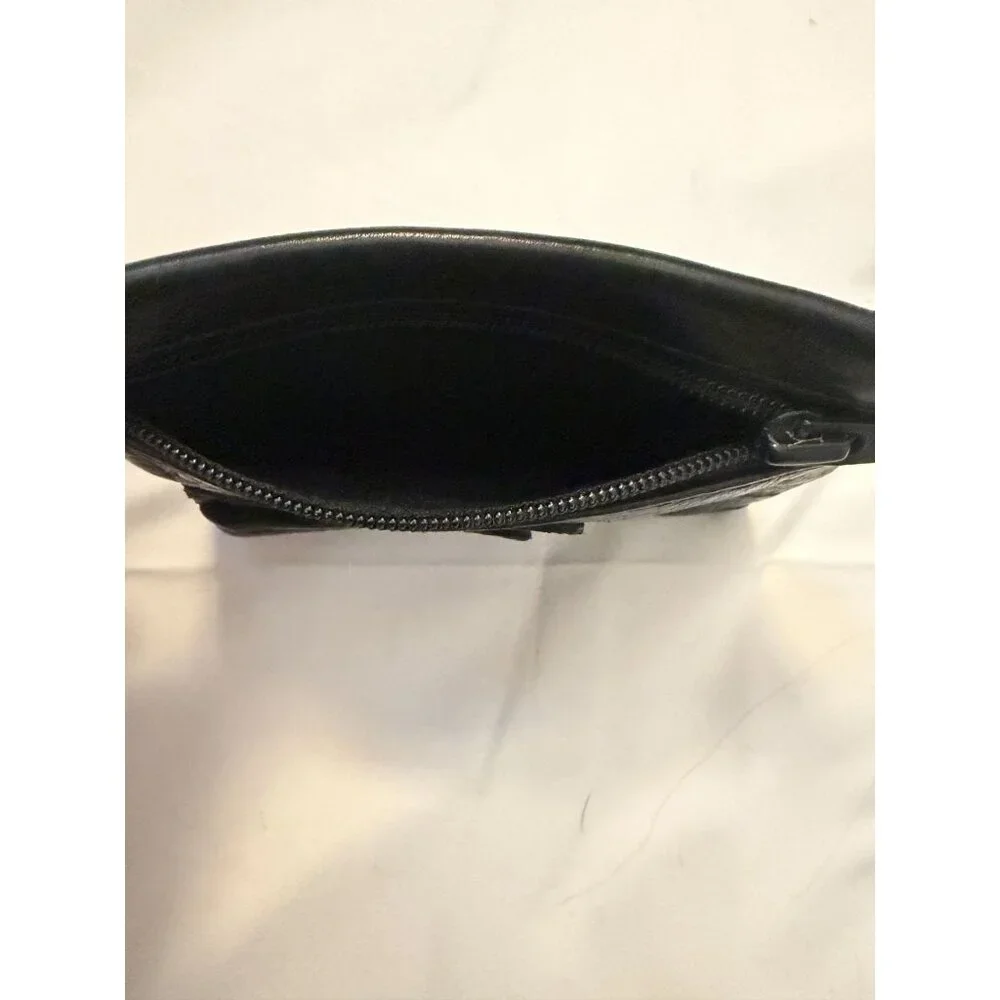 Brookstone Black Leather Money Clip Coin Pouch